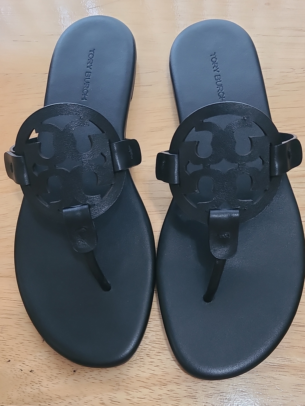 NWT Tory Burch Miller A-With Women's Calf Leather Perfect Black Sandals Sz 7.5 A